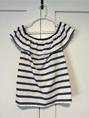 Striped Off-Shoulder Top - Black & White